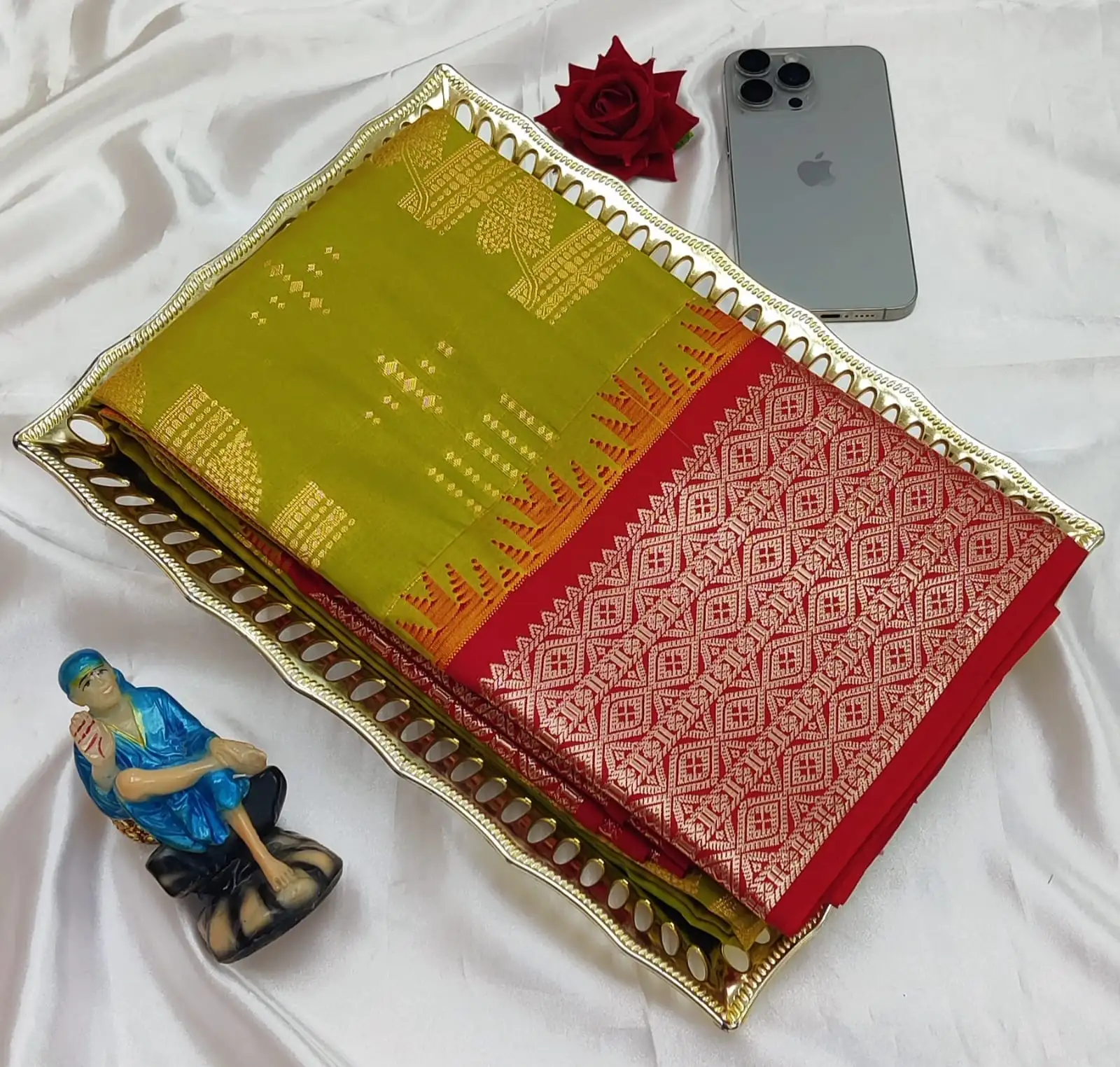 Korvai Geometric Brocade Soft Silk Saree